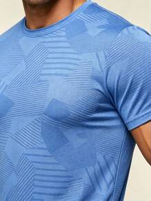 AHTELB A Men'S Quick-Dry Sports T-Shirt Moisture-Wicking Short-Sleeve Top Suitable For Gym Workouts, Casual Running, And Basketball Training | Lightweight, Round Neck Gym Wear Men, Men's T Shirt, Men's Gifts, Men's Tops, Fishing Gifts For Men, For Friends, Husband, Boyfriend Gifts - Blue - View 5