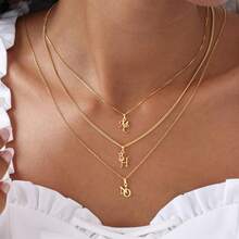 Customized Delicate Letter Necklace | Multi-Layer Letter Necklace | Personalized Letter Jewelry | Customized Name Pendant | Gift For Her | Minimalist Personalized Gift | Anniversary Christmas Gift | Gold, Fashionable, Multi-Color, Retro, Unisex, Hippie, Minimalist, Daily, Customized, Personalized, Unique, Ideal Gift For Him, Ideal Gift For Her - Multicolor - View 6
