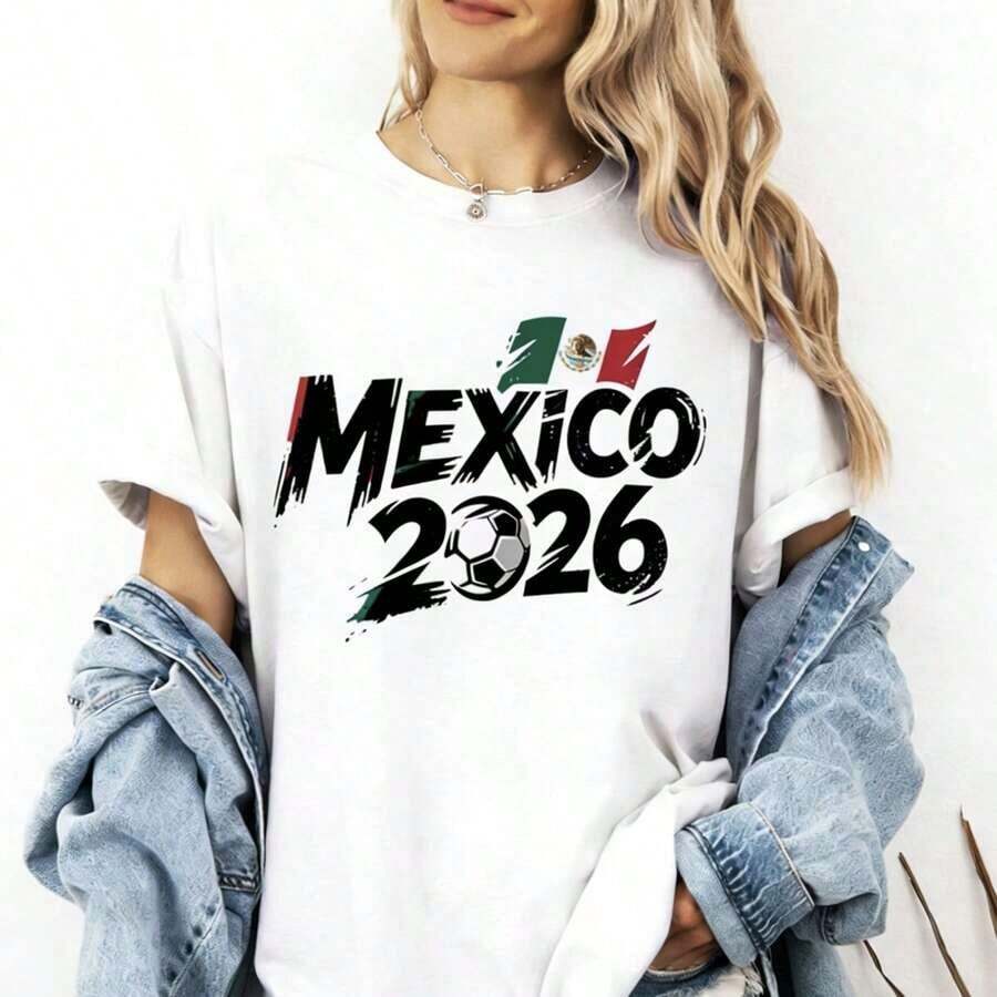 Morocco 2026 World Cup Soccer Fan T-Shirt, Moroccan Flag Football Lover Tee, Atlas Lions World Cup 2026 Supporter Shirt, Morocco National Team Gift,Women's Graphic Print Round Neck Short Sleeve T-Shirt, Summer Casual - 白4 - 查看 1