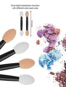 Bộ 100/50/5 món cọ tán phấn mắt hai đầu/bút chấm móng nghệ thuật, cọ vẽ móng gradient kèm giá đỡ đính đá, cọ tán phấn mắt hai đầu dùng một lần, dụng cụ trang điểm và làm móng. - Nhiều màu - Xem 11