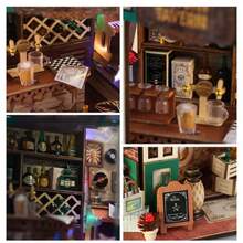DIY梵高音乐吧读书角娃娃屋3D木制组装模型套件，创意手工工艺品，可收藏、家居装饰，适合作为生日、圣诞节、万圣节、情人节、复活节、返校季、丰收节礼物（不含电池和胶水） - 彩色 - 查看 2