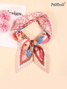 1 chiếc khăn bandana đa năng dành cho nữ, in họa tiết nhăn, thích hợp để quàng cổ, buộc tóc, trang trí túi xách, dùng được cho mọi mùa. - Hồng - Xem 5