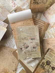 100 feuilles de papier à lettre vintage avec fond manuscrit, texte anglais botanique décoratif, matériel DIY pour scrapbooking - BQ607 - Voir 1