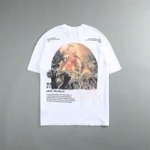 DARCSPORT Summer  Brand Pure Cotton Base Shirt, Loose Fit Cartoon Print Short Sleeve T-Shirt - T0719-2 黑色 - 查看 4