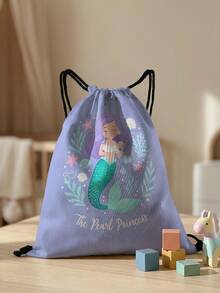 1pc Drawstring Closure Backpack, Multi-Scenario, Super Capacity, Ultra-Lightweight, Printed With Mermaid Pattern, Suitable For Sports, Fitness, Travel, Swimming, Beach, Unisex - Multicolor - View 9