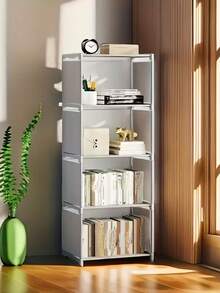 1 pieza Estantería sencilla, para uso doméstico/estudiantil, opción de color negro o blanco, estantería de oficina de escritorio, estantería de almacenamiento para casa de alquiler, estantería de mesita de noche para dormitorio, estantería de pie para almacenamiento - Multicolor - Ver 5