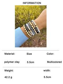 imoli 7件套波西米亚风软陶珠手链套装，适合女性日常叠戴，亦可作为海滩度假首饰礼品。 - 彩色 - 查看 14