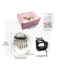 Mini Decorative Musical Instrument, High-Quality Wooden 8-Note Kalimba Thumb Piano, Comes With Hanging Cord And Tutorial, Ideal Holiday Gift - White - View 9