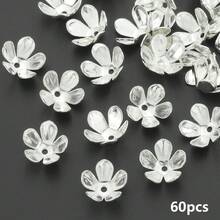 60 chiếc nắp chụp hoa 8mm, hạt đệm hợp kim, nắp chụp hoa, miếng đệm hạt, hạt vòng tay, dây chuyền & bông tai dùng để làm đồ trang sức DIY. - Mũ đính hoa - Xem 8