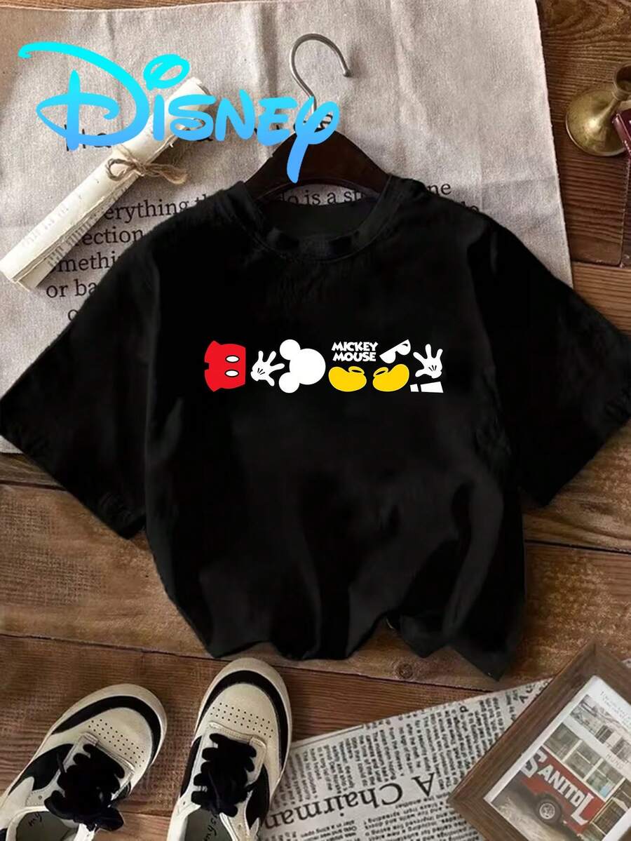 (Authorized By Disney) MICKEY MOUSE, A Disney Classic Character, Adopts The Element Splicing Design, Creatively Combines Mickey's Iconic Parts (Red Trousers, White Gloves, Black Head, Yellow Shoes, Sunglasses, Etc.) With The Artistic Word "Mickey Mouse", Which Is Suitable For Daily Wear, Shopping, Traveling, Gathering And Home Use. It Is Also Suitable As A Beautiful Gift. Every Woman Should Have One. - 黑色 - 查看 1
