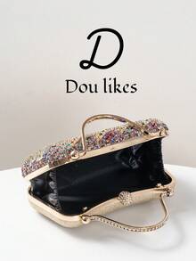 Women's Handbag With Sparkling Crystal Embellishments And Gemstone Hardware, Suitable For Weddings, Parties, Galas, Valentine's Day Gifts, And Birthday Presents. - 彩色 - 查看 9