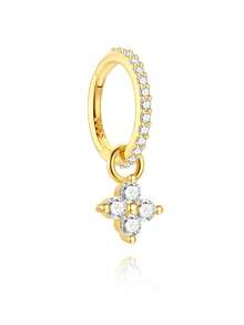 1 chiếc khuyên tai/khuyên mũi hình cỏ bốn lá bằng bạc sterling 925 mạ vàng 18K đính đá Zirconia, màu vàng, ít gây dị ứng, thích hợp cho nữ và bé gái đeo hàng ngày, quà tặng ngày của mẹ, quà cưới, quà dự tiệc. - Vàng - Xem 9