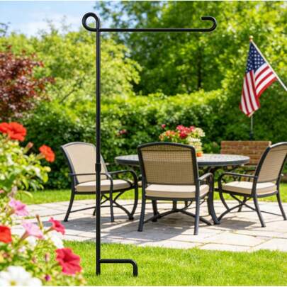 Garden Pole Stand Holder, Garden Flags Outside With Stopper And Clip Waterproof Powder-Coated Paint Pole Holder Outside House,Yard Flags Outside