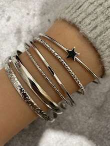 6pcs Decor Bangle - bạc - Xem 1