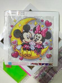 钻石画套装，含工具，手工DIY放松艺术装饰礼品，适合情人节、感恩节礼物（包含画布、钻石、工具套装和白色塑料画框） - 彩色 - 查看 18