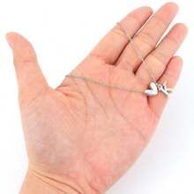 1pc New Classic Stainless Steel Letter Heart Shaped Women's Necklace - Silver - View 3