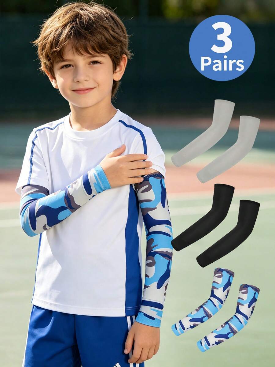 3 đôi ống tay áo chống tia UV cho trẻ em, dùng để che tay cho bé trai và bé gái. - 3 đôi - Xem 1