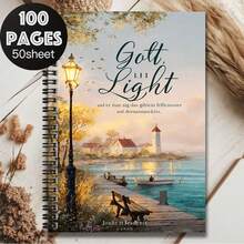Cuaderno espiral de 100 páginas con ilustraciones del paisaje de un pueblo costero romántico con un faro, de estilo europeo elegante, adecuado para el trabajo, el estudio y la planificación diaria, también es un regalo pensativo para graduaciones, cumpleaños y otras ocasiones - 14 - Ver 5