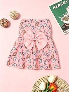 Lightweight Sweet Pet Dress Made Of Non-Elastic Polyester Fabric, Featuring Cartoon Pattern Print And Cute Bow Design. Suitable For Dogs To Wear, Also Can Be Used As Cat Summer Clothing. Perfect For Teddy Dogs To Wear All Year Round. This Style Uses Non-Elastic Material, Recommended To Choose 1-2 Sizes Larger Than Usual. - MultiWarna - View 1