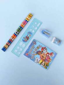 Authorized By PAW Patrol Cartoon Character Style Stationery Gift Box Set, Including Pencil, Notebook, Pencil Sharpener, Pencil Case, Ruler And Eraser,Crayon - Baby Blue - View 4