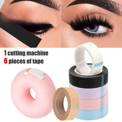 6 miếng dán phấn mắt + 1 dụng cụ cắt dán, dụng cụ trang điểm mắt và kẻ mắt, miếng dán cố định phấn mắt, miếng bảo vệ lông mi khi trang điểm, miếng dán lông mi giả chuyên nghiệp, miếng dán lông mi giả bằng vải, miếng dán lông mi giả dạng lưới thoáng khí, miếng dán uốn mi, miếng dán cách ly lông mi thoáng khí, ít gây kích ứng. Phụ kiện trang điểm, giá cả phải chăng, quà tặng Giáng sinh, mỹ phẩm, dụng cụ trang điểm.