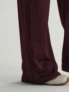 Colorful Yoga Wide Leg Pants, Comfortable And Slimming, Suitable For Running, Fitness And Various Yoga Activities. Women's Wide Leg Pants Sports Set, Flared Yoga Pants, Sportswear, Fitness Gym Clothing, Elastic Outdoor Casual Sports, Women Pants, Fitness And Daily Wear - Burgundy - View 7