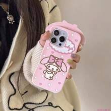 SANRIO 可爱卡通蝴蝶结爱心设计手机壳，兼容 17 Pro Max、17/16 Pro、新款 14 Pro、15、13 Pro、11，柔软硅胶保护套 - 粉色 - 查看 1