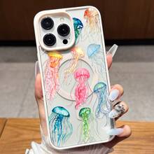 Phone Case - Compatible With Apple And  Series, This Transparent Magnetic Phone Case Features A Creative Colorful Jellyfish Pattern With Full Edge Protection Perfect Holiday Or Birthday Gift For Your Girlfriend, Boyfriend, Wife, Husband, Friend Or Yourself - 混合顏色 - 查看 9