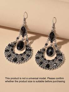 Pendientes colgantes calados - Negro - Ver 5