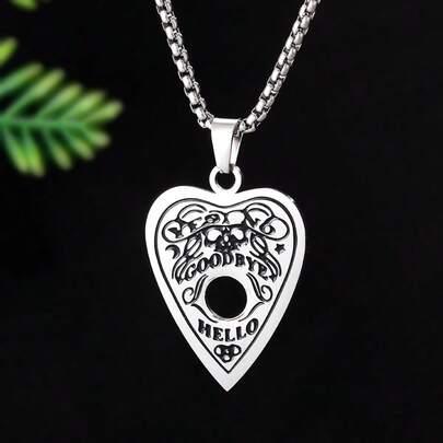 1pc Vintage Gothic Fortune Teller Heart-Shaped Stainless Steel Necklace, Suitable For Women's Daily Wear And Gift