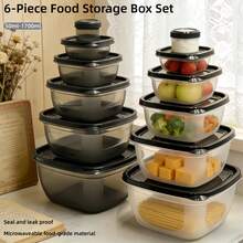 12pcs Minimalist Food Storage Container Set, 6 Microwave- Leak-Proof Lunch Boxes, Practical Gift For Spring - Multicolor - View 12