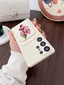 1 pieza Funda de teléfono minimalista de unicolor blanco de TPU 2 en 1 con lazo y patrón de cerezas, anti-caída, antideslizante, cobertura completa compatible con teléfonos Apple/Android - Multicolor - Ver 5