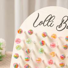 1pc Elegant Wooden Arch Lollipop Stand With Arch Display Rack - Artificial Lollipop Holder, Suitable For Birthday Party Decor, Baby Shower, Wedding Centerpiece And Party Table Decoration - Apricot - View 4
