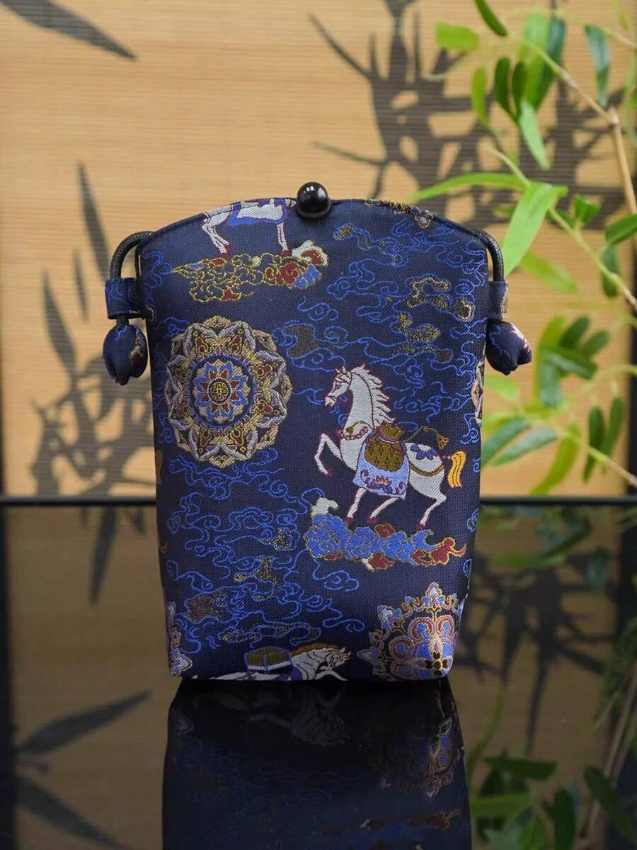 Upcoming Blessing, New Chinese Style Songjin Handbag, Mini Shoulder Crossbody Bag, Lightweight, Blue - Blue - View 1