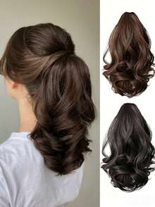Peluca de coleta para mujer, con clips, cordón y permanente en forma de pera; peluca de coleta corta natural y voluminosa. - Multicolor - Ver 9