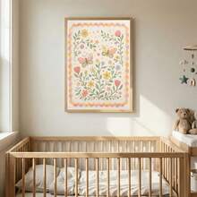 1pc Canvas Wall Art, Framed Nursery Wall Decor, Floral And Butterfly Theme Kids Room Wall Decor, Vintage Folk Art Pattern, Rustic Starry Sky Kids Room Decor, Sun, Moon And Stars Theme Kids Room Poster, Girls Room Artwork, Kids Room Decor, Nursery Poster, Room Decor, Bedroom Decor, Bathroom Decor, Baby Gift, Newborn Gift, Birthday Gift, Playroom Decor, Daycare Decor - Multicolor - View 6