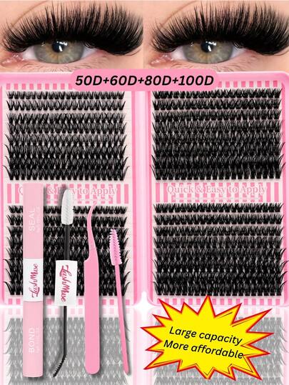 Kit de racimos de pestañas de 1302 piezas/651 piezas con pestañas inferiores, pestañas individuales de imitación de visón 30D/50D/80D/100D, rizo D, pestañas de volumen esponjosas de 0,31–0,63 pulgadas, extensiones de pestañas 3D Russian Volume DIY, pestañas postizas suaves, ligeras y reutilizables, incluye pegamento, pinzas y removedor de pestañas, perfecto para maquillaje diario, bodas, fiestas, viajes, cosplay, Halloween, Navidad, Año Nuevo, Día de San Valentín.