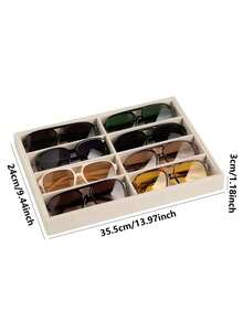 Velvet Fashion Glasses Organizer - Eyeglasses Storage Box Multifunctional Tray For Glasses, Earrings, Rings, Necklaces, Bracelets Storage Tray, Unisex Desktop Organizer - Beige - View 12