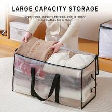 1/4pcs Moving Packing Bag - Foldable Household Large-Capacity Woven Bag, Waterproof And Oil-Resistant, Double-Opening Zipper, Bedding Storage Bag - Multicolor - View 3