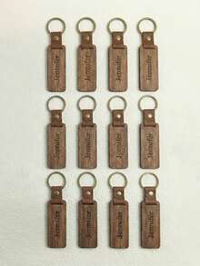1-12 pièces Porte-clés en bois de noyer noir avec anneau, gravure laser personnalisable avec nom, logo et texte, accessoire de porte-clés en bois personnalisé pour cadeau - Noyer - Voir 14