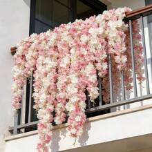 2 piezas de Guirnaldas artificiales de flores de cerezo, adecuadas para bodas, fiestas y decoración del hogar - Hechas de flores de plástico, se pueden usar para decorar paredes, cercas y marcos de puertas, decoración de bodas y exteriores, guirnaldas colgantes rosas románticas, adecuadas para la decoración de todas las temporadas, fiestas, muy adecuadas para el Día de San Valentín, Pascua, aniversario, Día de la Madre, Acción de Gracias, como nuevo - Multicolor - Ver 2
