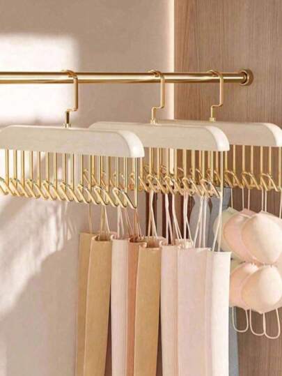 8-Hook Wooden Clothes Hanger, Organizer Rack For Hanging Clothes, Bras, And Accessories