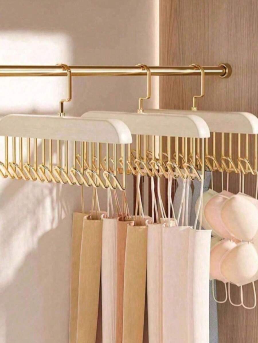 Percha de madera con 8 ganchos, organizador de estante para colgar ropa, sostenes y accesorios