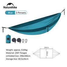 Naturehike 1pc Outdoor Portable Ultralight Hammock, Anti-Tipping, Tear-Resistant, High Load-Bearing, Single/Double Person, Camping Equipment - Multicolor - View 16