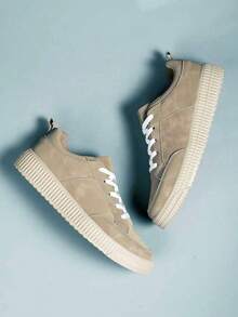 Men's Sports Shoes, Men's Casual Shoes, Fashionable Personalized Street Style Student Chic Shoes, Lace-Up Men's Shoes, Men's Skate Shoes - Brown - View 5