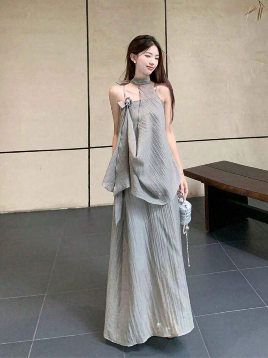 Women Long Dresses - Grey - View 1