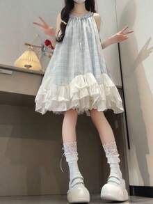 Women Short Dresses - Baby Blue - View 3