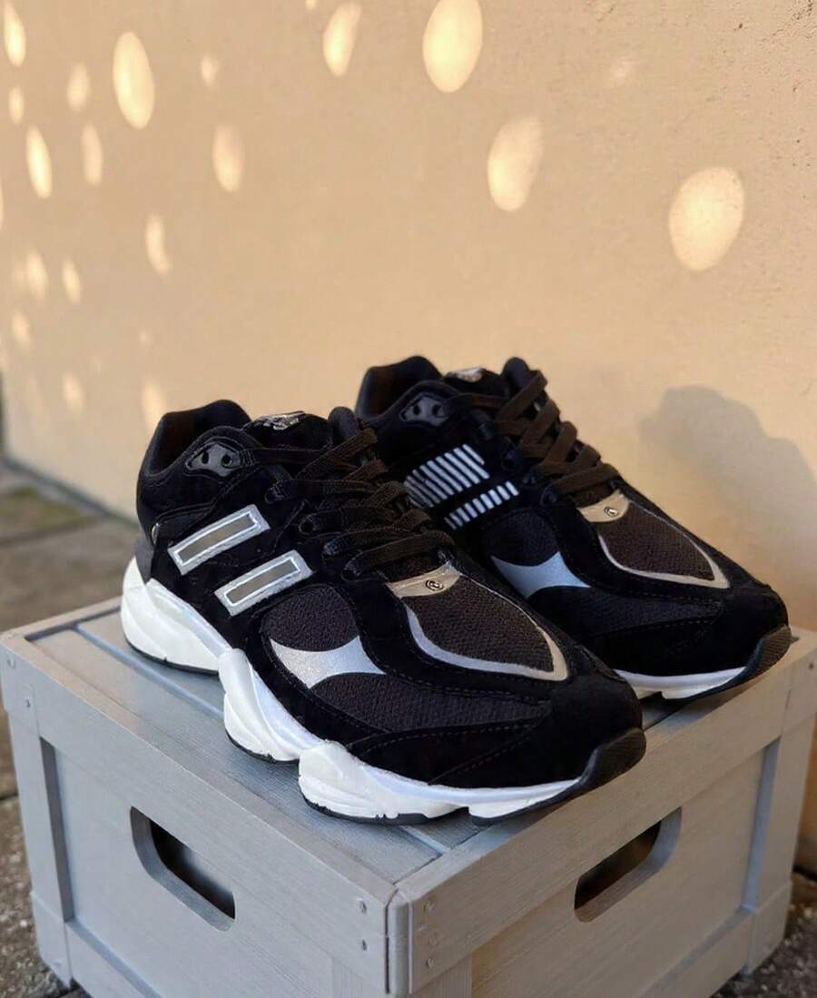 Unisex Platform Sneakers For Running, Gym, Training, Crossfit, Walking, Casual, Lightweight, Soft, Stylish, Simple, Padded, Beach, Casual, University, Sporty, Party, Outdoor, Elegant, Street, Gym And Fitness, School, Outdoor, Couple, Beach, Lace-Up, Eyelet, Home - Đen và trắng - Xem 1