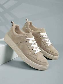 Men's Sports Shoes, Men's Casual Shoes, Fashionable Personalized Street Style Student Chic Shoes, Lace-Up Men's Shoes, Men's Skate Shoes - Brown - View 4