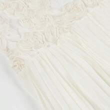 Women's Elegant White Flared A-Line Midi Dress With 3D Rose Details, Strapless Sleeveless Party Dress, Perfect For Special Occasions - 白色 - 查看 10